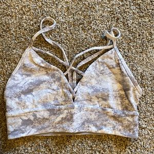 Gray and white marble sports bra